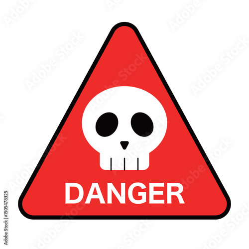 危険ドクロマークの標識　赤色〜Danger skull sign Red〜