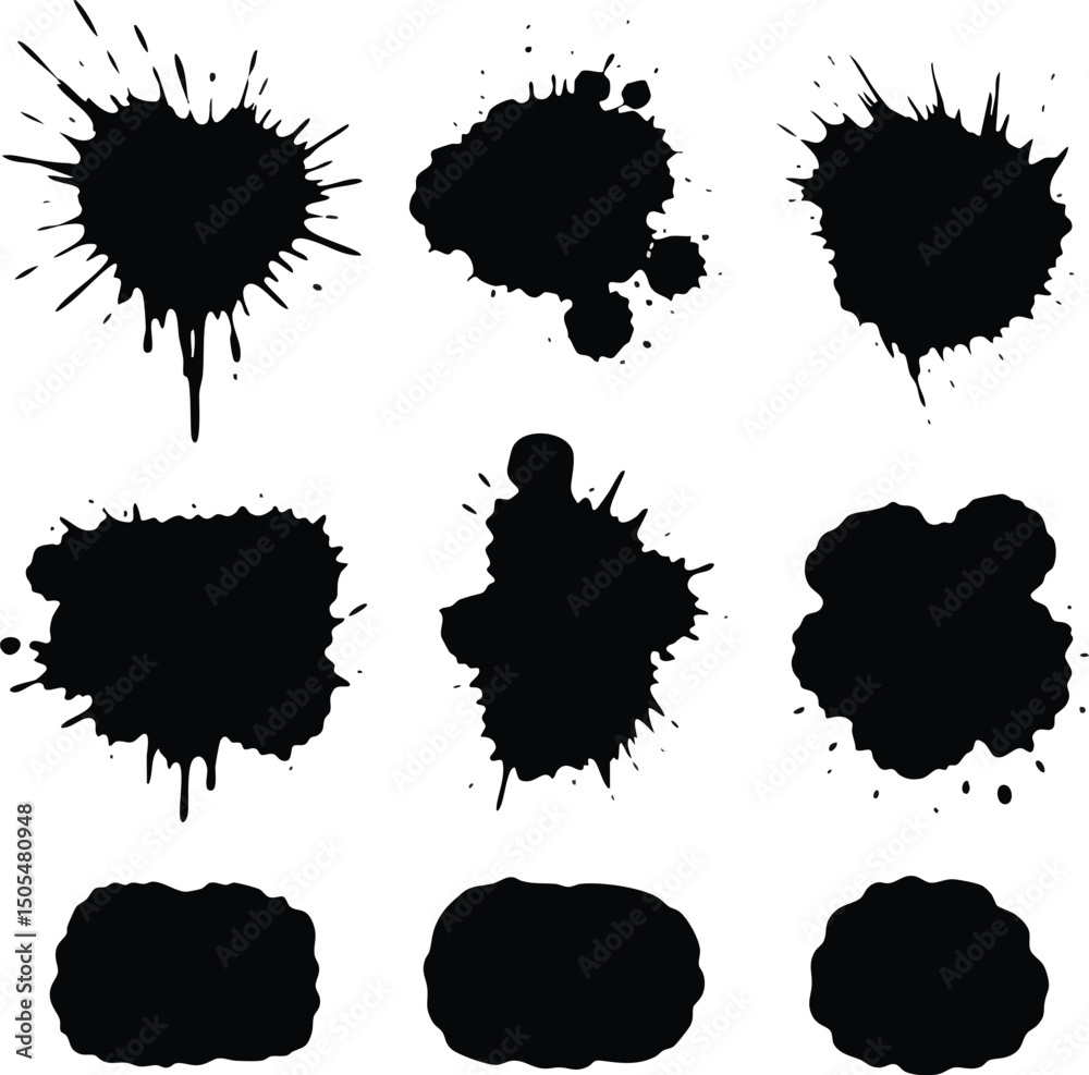 set of ink splashes, Ink Blots & Splatters Vector Pack