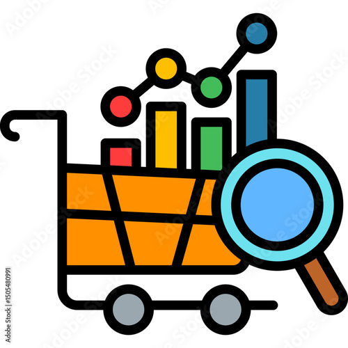 Market Trend lineal color icon