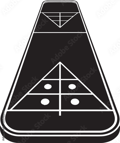 Shuffleboard Court Silhouette Vector - Classic Black Game Layout Design