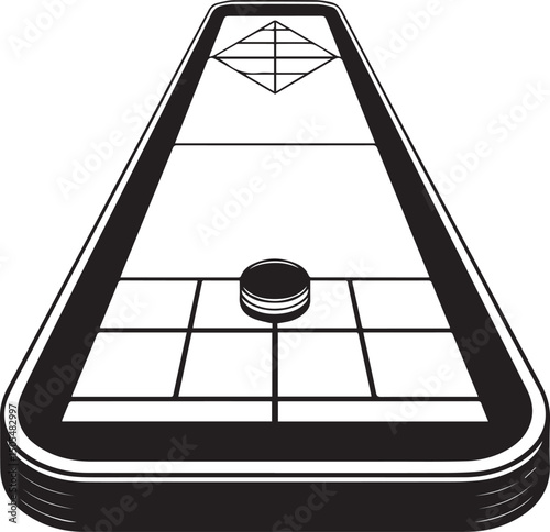 Shuffleboard Court Silhouette Vector - Classic Black Game Layout Design