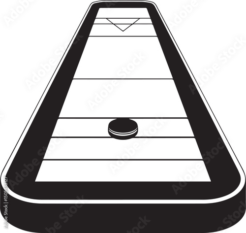 Shuffleboard Court Silhouette Vector - Classic Black Game Layout Design