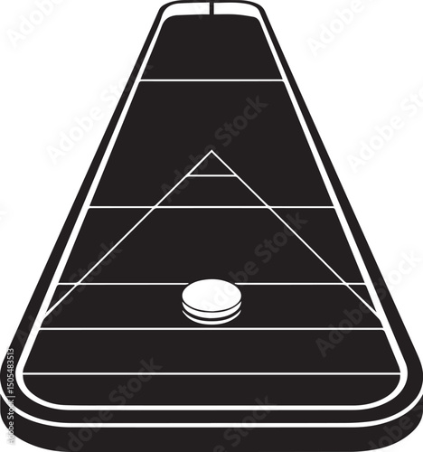 Shuffleboard Court Silhouette Vector - Classic Black Game Layout Design