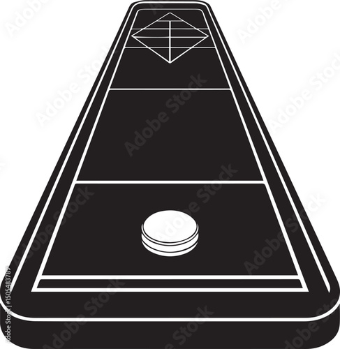 Shuffleboard Court Silhouette Vector - Classic Black Game Layout Design