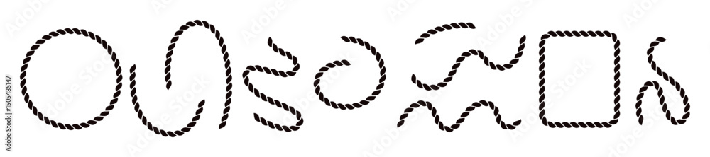 shaped rope design with sailor knot for marine themes. Flat vector illustration isolated on white background.