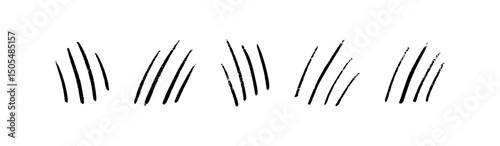 Bear claw scratch marks with cat paw effect. Flat vector illustration isolated on white background.