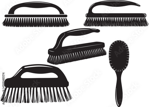 Cleaning Brush Icon Silhouette Design Vector Art Illustration