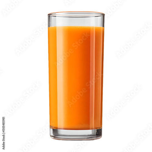 glass of orange vitamin C juice on transparent background