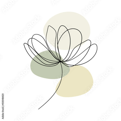 Creamy Yellow Floral Drawing. A soft, hand-drawn flower using creamy yellow and green tones with a minimal single-line sketch.