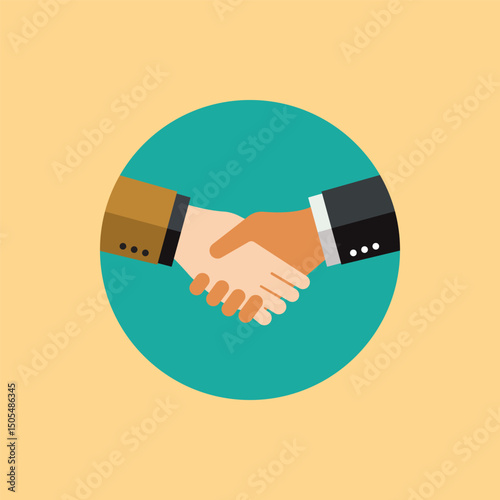 Two Businessmen Shaking Hands – Vector Illustration of Business Agreement or Partnership