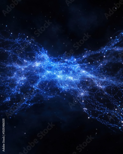 Glowing blue network in outer space theme