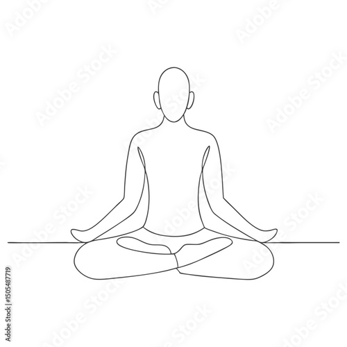 Simple line drawing of person in lotus yoga pose