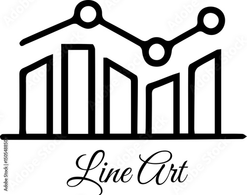 Bar and Line Graph, Combined Bar and Line Graph Line Art