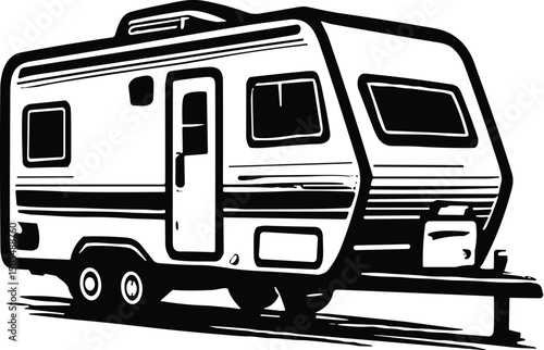 Camping van vector silhouette cricut design for T-shirt