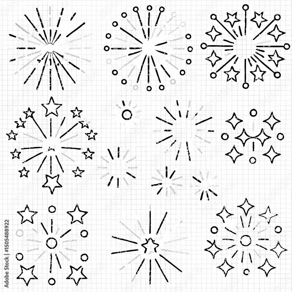 Obraz premium Black and White Vector Snowflake Set for Seamless Christmas Pattern