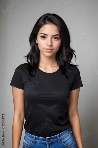 asian woman wearing plain black tshirt, women tshirt mockup , black tshirt mockup tshirt mockup asian girl