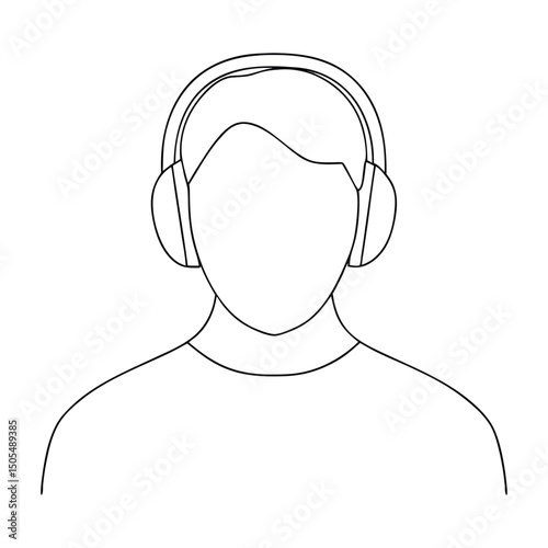 Line art illustration of person wearing headphones