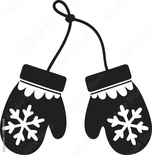 black christmas mittens logo, christmas mittens vector illustration isolated on white background