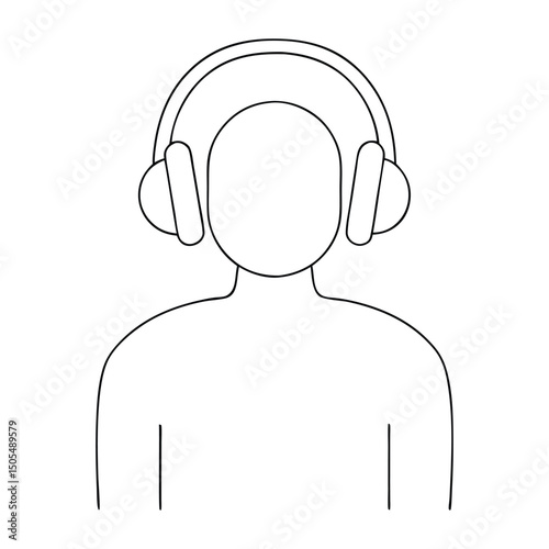 Line art illustration of person wearing headphones
