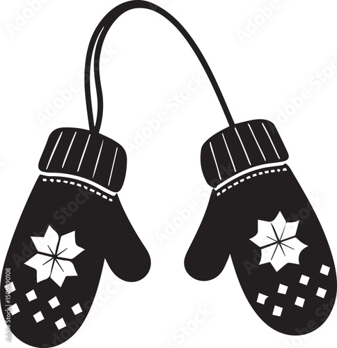 black christmas mittens logo, christmas mittens vector illustration isolated on white background