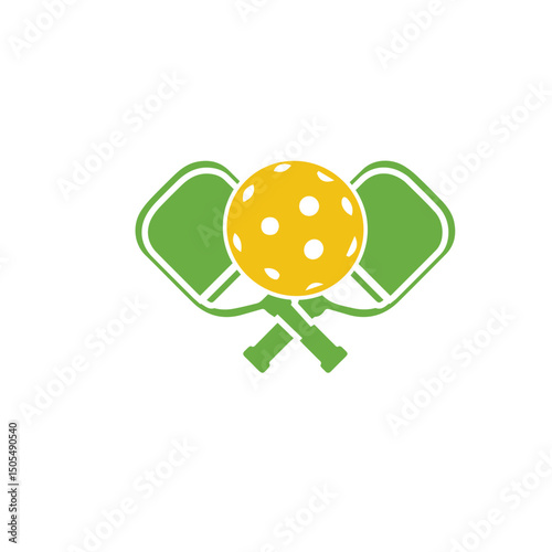Vibrant Pickleball logo showcasing a paddle and ball with sleek, modern lines, ideal for sports clubs, tournaments, or activewear brands symbolizing agility, energy, and community.
