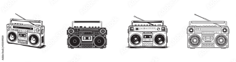set of boombox , retro portable stereo vector , 80s music and street culture
set of boombox , retro portable stereo vector , 80s music and street culture