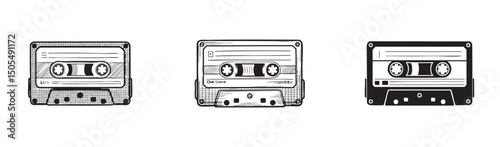 set of cassette tape , retro audio cassette vector, vintage music and 80s nostalgia
