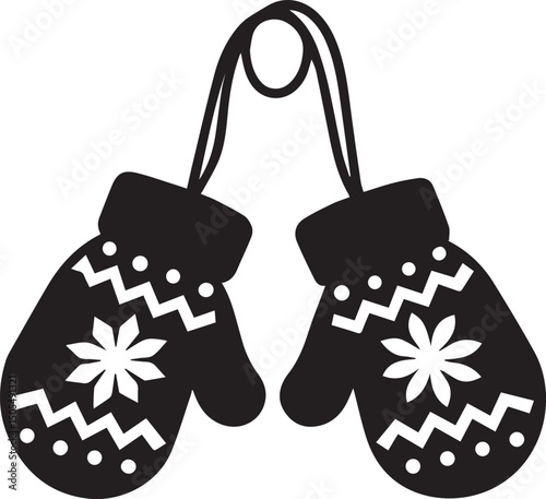 black christmas mittens logo, christmas mittens vector illustration isolated on white background