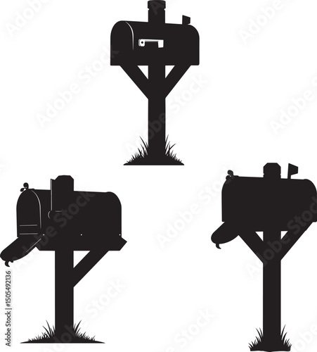 Mailbox Icon Silhouette Design Vector Art Illustration