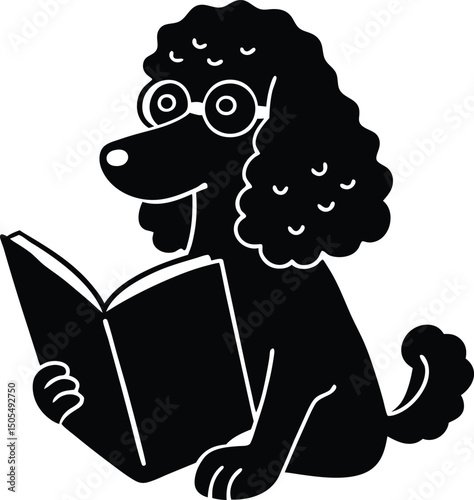 dog reading a book