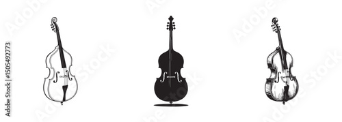double bass , stringed musical instrument vector for classical music and orchestra
