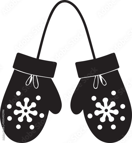 black christmas mittens logo, christmas mittens vector illustration isolated on white background