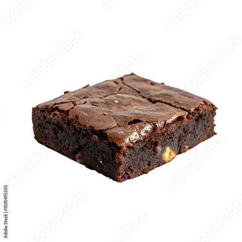 A whole single brownie isolated on a transparent background
