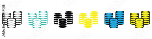 Stack of coins or casino chips flat icon for games and apps. STOCK VECTOR