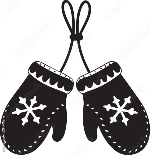 black christmas mittens logo, christmas mittens vector illustration isolated on white background