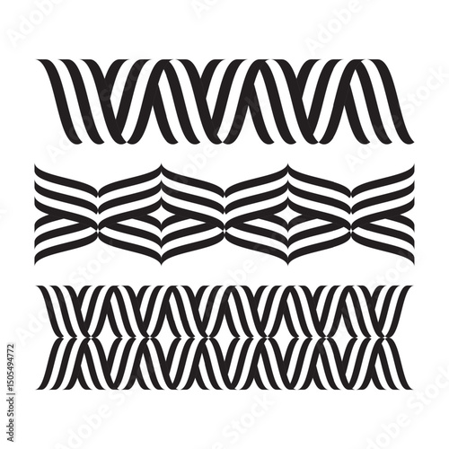 Set of 3 bold black abstract vector patterns, perfect for textile, wallpaper, or branding backgrounds.
