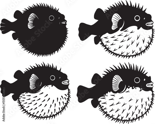 Puffer Fish Silhouette Design Vector Illustration