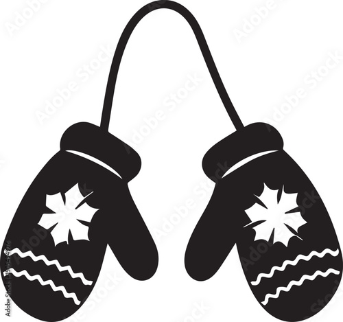 black christmas mittens logo, christmas mittens vector illustration isolated on white background