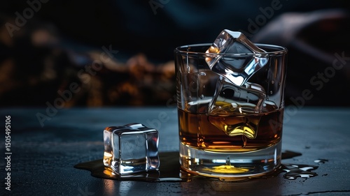 Whiskey on the Rocks: Dark & Moody Drink Photo - Dark Moody Photogr.