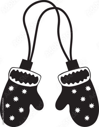 black christmas mittens logo, christmas mittens vector illustration isolated on white background