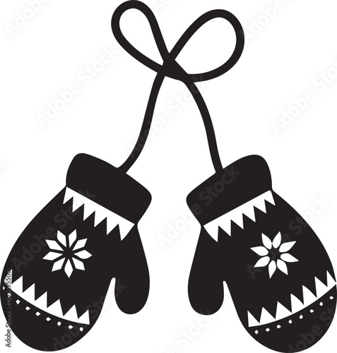 black christmas mittens logo, christmas mittens vector illustration isolated on white background