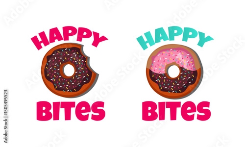 Set of two logos for Donuts shop or bakery design. vector illustration.