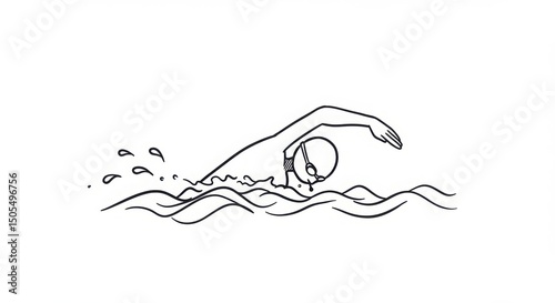 Freestyle Swimmer Line Art: Effortless Aquatic Grace
