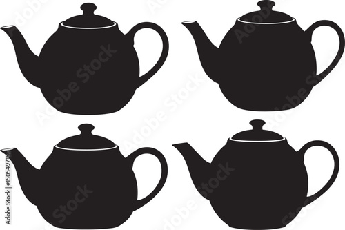Silhouette of Teapot Logo Design Vector Art Illustration