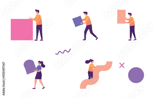 Collaborative Problem Solving Teamwork, Shapes, and Creative Solutions for Complex Challenges,  illustration
