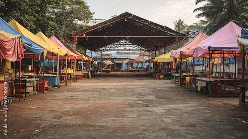 Vibrant Kochi Sunday Market with Colorful Stalls Under Sun