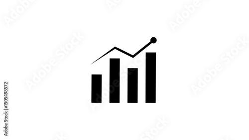 Minimal Business Graph Icon PNG – Analytics Data Symbol, Finance Chart Line Illustration, Corporate Growth Infographic Element, Transparent Background for Presentation and Reports