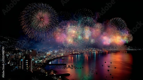 Vibrant Fireworks Display at Atami Festival