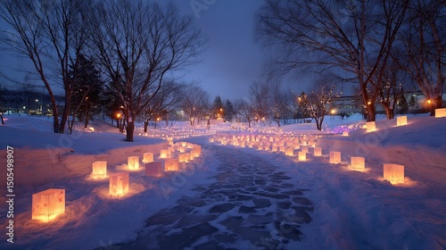 Snow Lantern Path at Aomori Snow Lantern Festival