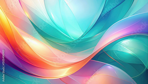 Colorful Abstract Glass Texture Background with Flowing Shapes